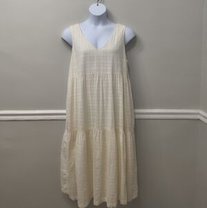 Gap Women's V-neck Tiered Sleeveless Midi Dress Ivory Frost Size XL Minimalist